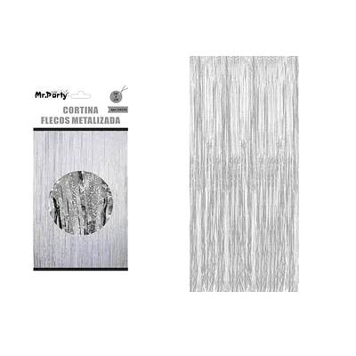 CORTINAS METALICAS PLATEADO HOLOGRAFICO 1M*3M - 1