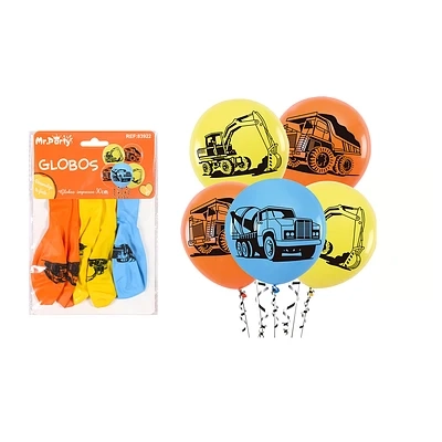 GLOBOS DE LATEX CAMION DE CONSTRUCCION 5PCS - 1