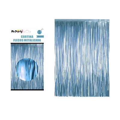 CORTINAS FLECOS CELESTE METALICO MATE 1M*2M - 1