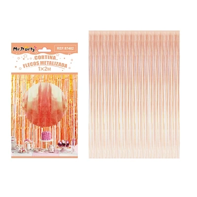 CORTINAS FLECOS TORNASOL ROSA DORADO 1M*2M - 1