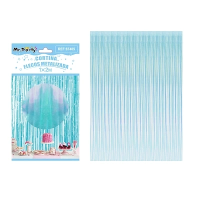 CORTINAS FLECOS TORNASOL CELESTE 1M*2M - 1