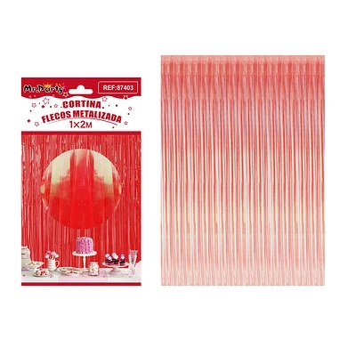 CORTINAS FLECOS TORNASOL ROJO 1M*2M - 1
