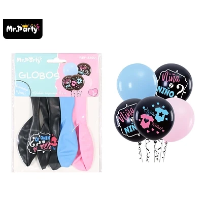 GLOBOS DE LATEX NIÑA O NIÑO MATE 30CM 5PCS - 1