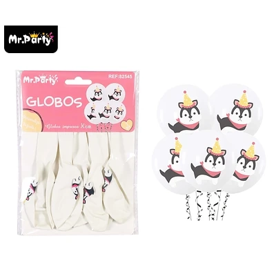 GLOBOS DE LATEX BLANCOS CON PERRITOS MATE 30CM 5PCS - 1