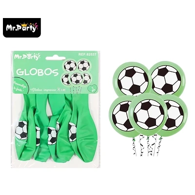 GLOBOS DE LATEX FUTBOL MATE 30CM 5PCS - 1