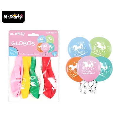 GLOBOS DE LATEX UNICORNIO MATE 30CM 5PCS - 1