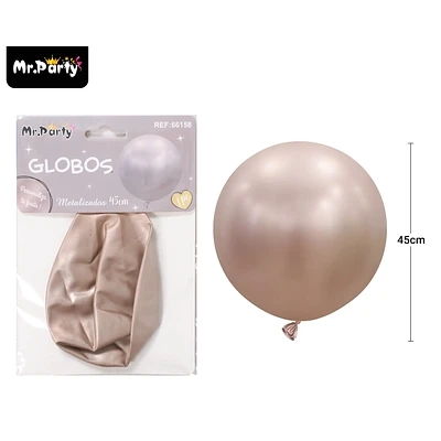 GLOBOS DE LATEX METALIZADOS CROMADOS DORADO CHAMPAGNE 45CM - 1