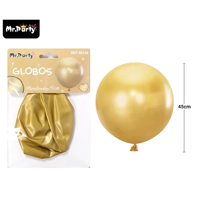 GLOBOS DE LATEX METALIZADOS CROMADOSS DORADO 45CM - 1