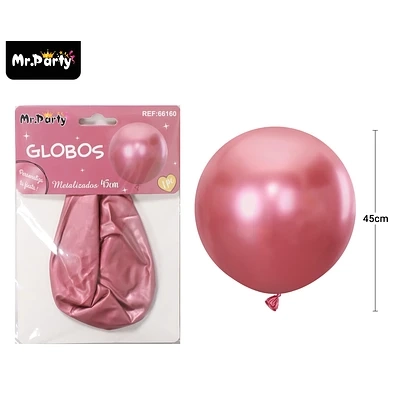GLOBOS DE LATEX METALIZADOS CROMADOS ROJO 45CM - 1
