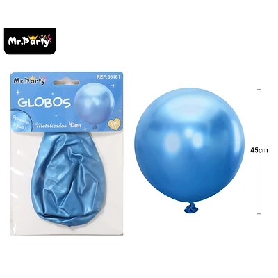 GLOBOS DE LATEX METALIZADOS CROMADOS AZUL 45CM - 1