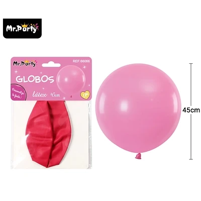 GLOBOS DE LATEX ROJO ROSA MATE 45CM - 1
