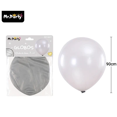 GLOBOS DE LATEX PERLADO PLATEADO 90CM - 1