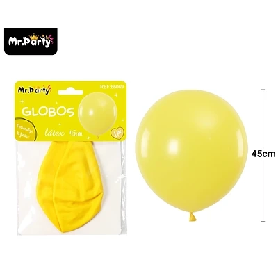 GLOBOS DE LATEX AMARILLO MATE 45CM - 1