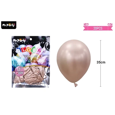 GLOBOS DE LATEX CHAMPAGNE CROMADOS METALIZADOS 35CM 20PCS - 1