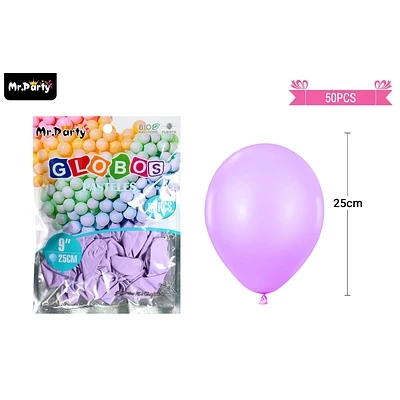 GLOBOS DE LATEX PASTEL VIOLETA 25CM 50PCS - 1