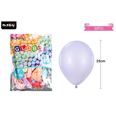 GLOBOS DE LATEX COLORES PASTELES SURTIDOS 25CM 50PCS - 1