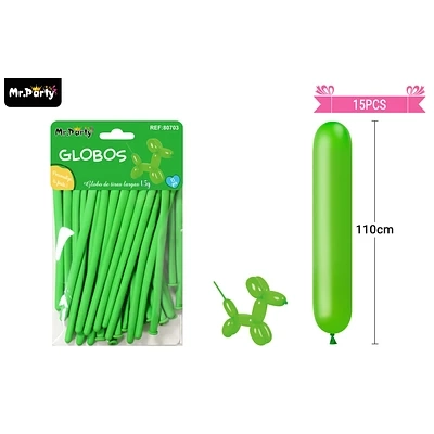 GLOBOS LARGOS VERDE 110CM 15PCS - 1