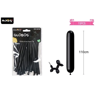 GLOBOS LARGOS NEGRO 110CM 15PCS - 1