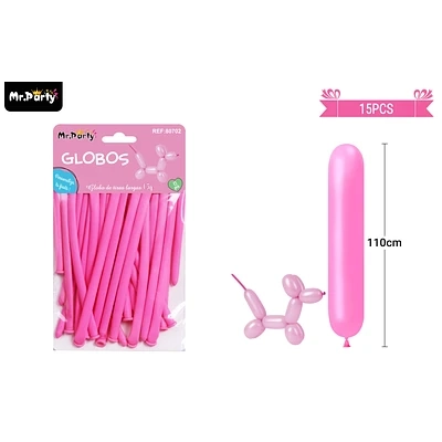 GLOBOS LARGOS ROSA 110CM 15PCS - 1