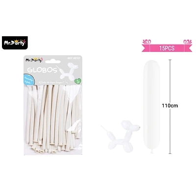 GLOBOS LARGOS BLANCO 110CM 15PCS - 1