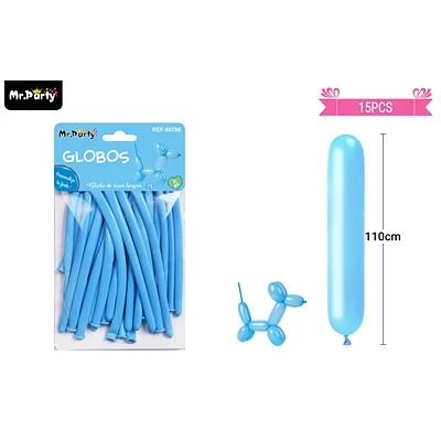 GLOBOS LARGOS CELESTE 110CM 15PCS - 1