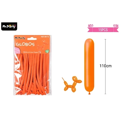 GLOBOS LARGOS NARANJA 110CM 15PCS - 1