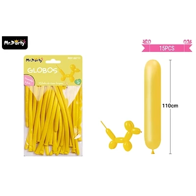 GLOBOS LARGOS AMARILLO 110CM 15PCS - 1
