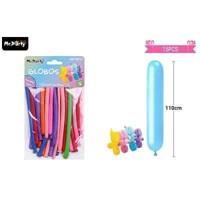 GLOBOS LARGOS COLORES SURTIDOS 110CM 15PCS - 1
