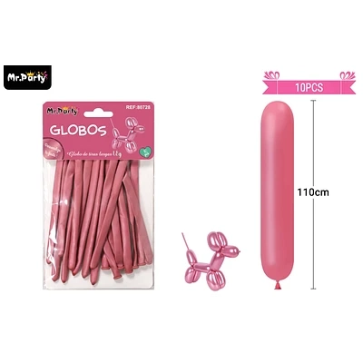 GLOBOS LARGOS METALIZADOS CROMADOS ROJO 110CM 10PCS - 1