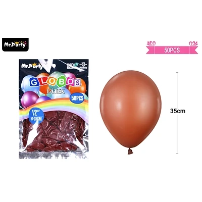 GLOBOS DE LATEX CAFE  MATE 35CM 50PCS - 1