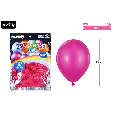 GLOBOS DE LATEX VINO TINTO MATE 35CM 50PCS - 1