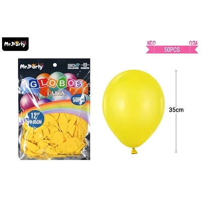GLOBOS DE LATEX AMARILLO MATE 35CM 50PCS - 1