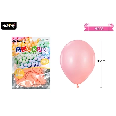 GLOBOS DE LATEX PASTEL ROSA ROJA 35CM 25PCS - 1