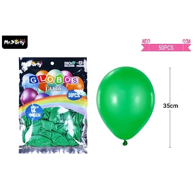 GLOBOS DE LATEX VERDE OSCURO MATE 35CM 50PCS - 1