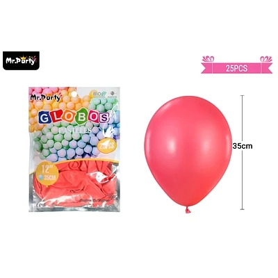 GLOBOS DE LATEX PASTEL ROJO 35CM 25PCS - 1