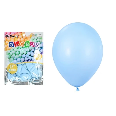 GLOBOS DE LATEX PASTEL AZUL 35CM 25PCS - 2