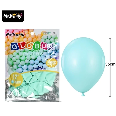 GLOBOS DE LATEX PASTEL AZUL TIFFANY 35CM 25PCS - 1
