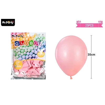 GLOBOS DE LATEX PASTEL ROSA ROJA 35CM 25PCS - 1