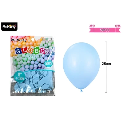 GLOBOS DE LATEX PASTEL AZUL 25CM 50PCS - 1