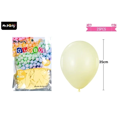 GLOBOS DE LATEX PASTEL AMARILLO 35CM 25PCS - 1