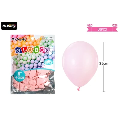 GLOBOS DE LATEX PASTEL ROSA 25CM 50PCS - 1
