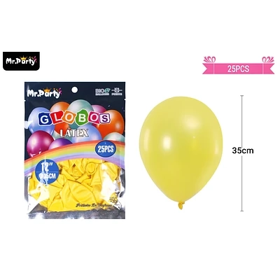 GLOBOS DE LATEX PERLADO AMARILLO 35CM 25PCS - 1