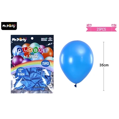 GLOBOS DE LATEX PERLADO AZUL OSCURO 35CM 25PCS - 1