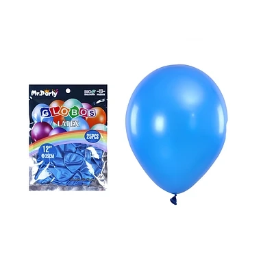 GLOBOS DE LATEX PERLADO AZUL OSCURO 35CM 25PCS - 2