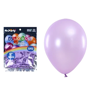 GLOBOS DE LATEX PERLADO LILA 35CM 25PCS - 2