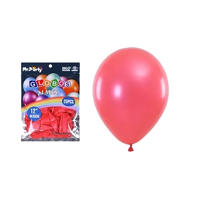 GLOBOS DE LATEX PERLADO ROJO 35CM 25PCS - 2