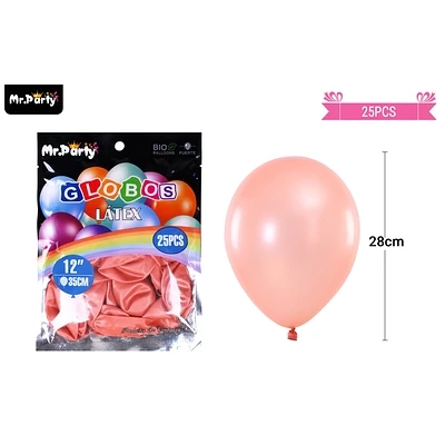 GLOBOS DE LATEX PERLADO DORADO ROSA 35CM 25PCS - 1