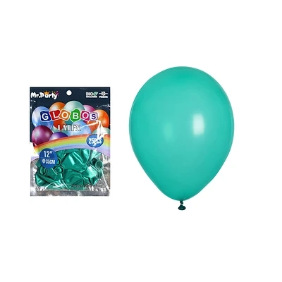 GLOBOS DE LATEX PERLADO TURQUESA 35CM 25PCS - 2
