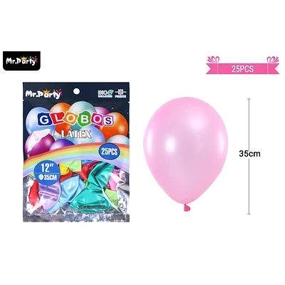 GLOBOS DE LATEX PERLADO COLORES SURTIDOS 35CM 25PCS - 1