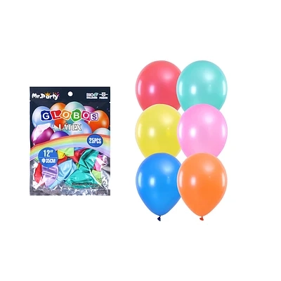 GLOBOS DE LATEX PERLADO COLORES SURTIDOS 35CM 25PCS - 2